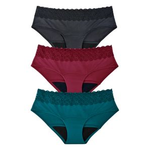 Combo Panties Hipster Negro + Hipster Vinotinto +  Hipster Aqua - Flujo Regular