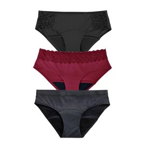 Combo Panties Hipster Negro - Flujo Abundante + Bikini Negro y  Hipster Vinotinto - Flujo Regular