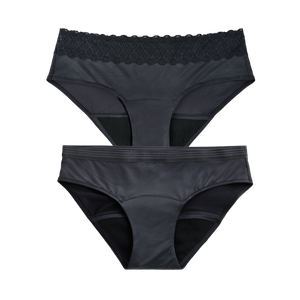 Combo Panties Bikini Negro + Hipster Negro - Flujo Regular