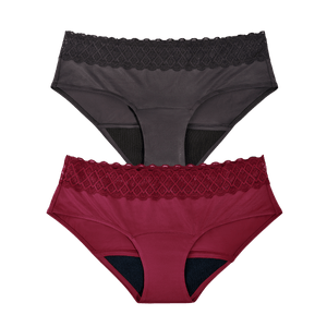 Combo Panties Hipster Negro + Hipster Vinotinto - Flujo Regular